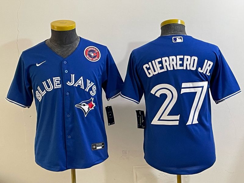 Youth 2025 Toronto Blue Jays #27 Guerrero jr blue Game Nike MLB Jersey style 05->youth mlb jersey->Youth Jersey